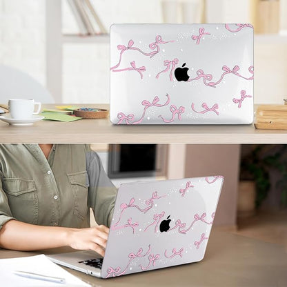 Compatible with MacBook Air 13.6 inch Case 2025 2024 2023 2022 Release M4 A3240 M3 A3113 M2 A2681 with Touch ID, Plastic Hard Shell Case&Keyboard Cover&Screen Protector&Webcam Cover, Bows