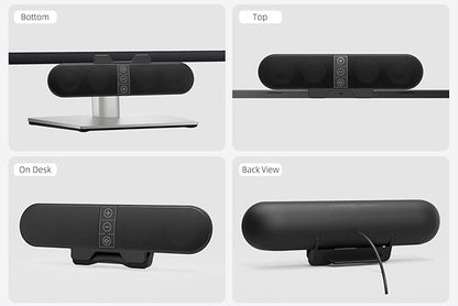 Computer Speakers for Desktop PC Monitor, USB Plug-in, Wired, Computer Soundbar for PC, Laptop Speakers with Adaptive-Channel-Switching, Loud Sound, Deep Bass, USB C Adapter, Easy to Clip on Monitor