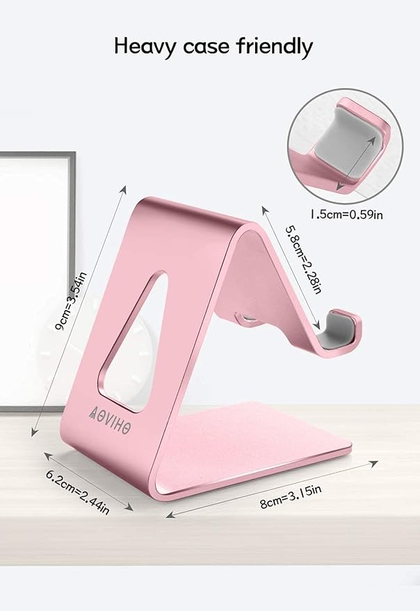 Desk Cell Phone Stand, Phone Holder, Desktop Phone Cradle Dock for iPhone 14 13 12 pro 11 X Xs max 8 7 6 6s Plus SE 5 5S Samsung All Smart Phones,Pink