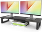 WESTREE Dual Monitor Stand Riser, Wood and Steel Monitor Stand Riser, Computer Monitor Stand for 2 Monitors, Multi-Purpose Desktop Storage Stand for Computer,Laptop,Printer,TV