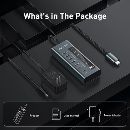 USB C Hub for Laptop, 7 in 1 10Gbps USB Adapter Support Data & Charging(Not Support Video), USB Hub 10Gbps Ports for iMac, MacBook Pro/Air, iPad, XPS, USB Hub Multiport Adapter