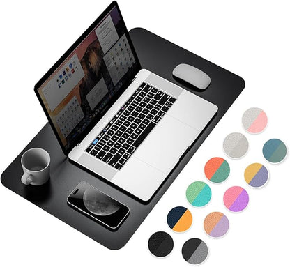 YSAGi Dual-Sided Desk Pad Protector, Waterproof Leather Desk Mat, Large Mouse Pad, Office Desk Pad Writing Pad (23.6" x 13.7", Black+Grey)