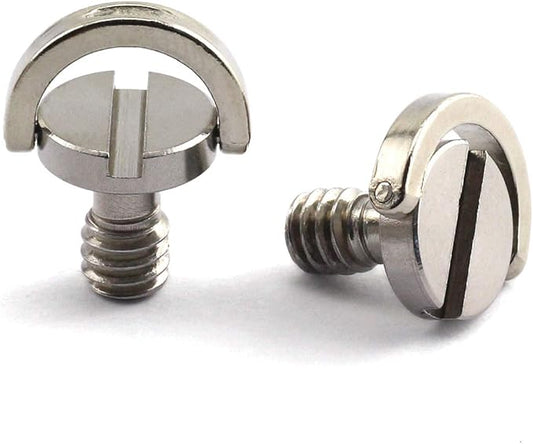 HJ Garden 2pcs 1/4-20 Thread D-Ring Stainless Steel Camera Fixing Screws for Camera Tripod Monopod QR Plate,D Shaft Quick Release Plate Mounting Screw 10mm Length