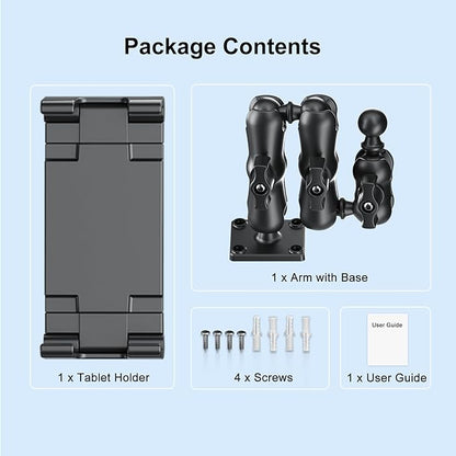 PLDHPRO Tablet Holder for Car Dashboard Heavy Duty Drill Base 360° Adjustable 3-Stage Stand Dash Mount Compatible with iPad, Galaxy Tab, Fire HD, 5.1-15.6'' Phone Tablets for Truck Wall Desk Vehicle