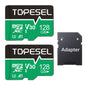 TOPESEL 128GB Micro SD Card 2 Pack with Adapter, High Speed TF Card, Memory Card microSDXC for Camera, Smartphone, Tablet, Dash Cam, Drone, UHS-I, U3, A1, 4K UHD, V30(128GB 2Pack)