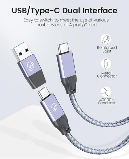 ORICO 4-Port USB 3.2 Gen 2 Hub 10Gbps with 2 USB A +2 USB C, Aluminium Hub with 1.64Ft USB-C Cable and USB-A Adapter USB Splitter for iMac, MacBooks, Mac mini