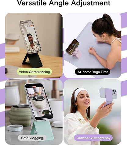 MOFT Phone Tripod Stand Selfie Stick for iPhone, Multi-Angles iPhone Stand, Lightweight & Portable Phone Holder, Strong Magnets, MOVAS Vegan Leather, Travel Essentials, Blush(Without Card Slot)