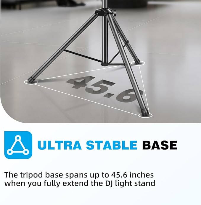 DJ Stand, T-Bar Tripod Stage Lights Stand Portable and Adjustable 49-114 Inch Heavy Duty for Stage, Bar, Par Light