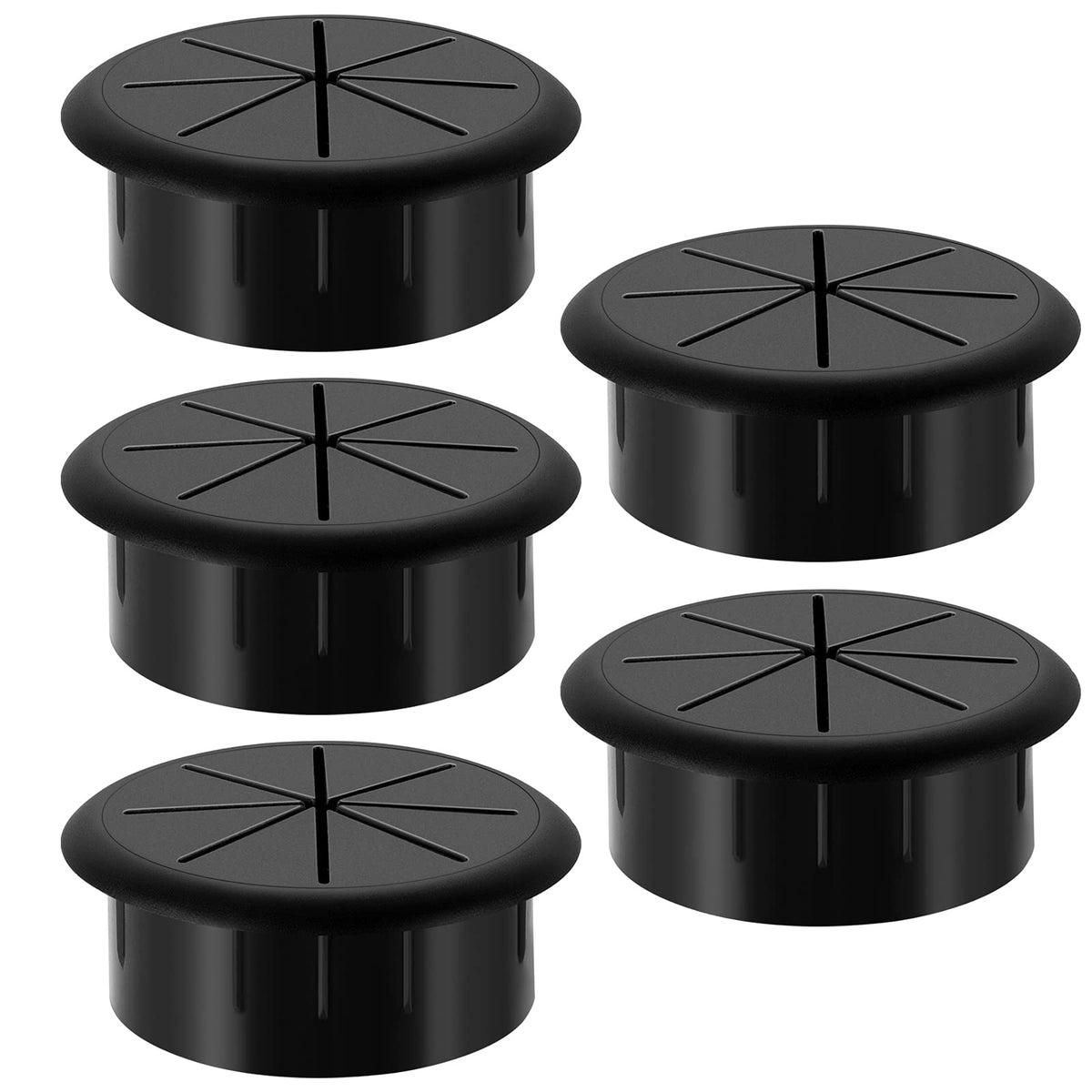HYCC 10 Pack 2 Inch Flexible Desk Grommet,Organize Wires and Cables on Office Equipment, Computer Components, Entertainment Systems Effectively - Color: Black