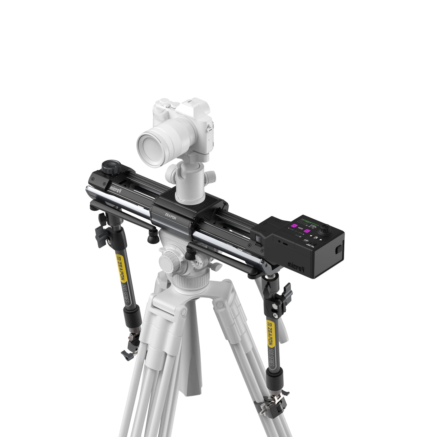 Zeapon Micro4 E500 Double Distance Motorized Camera Slider, High-Speed Low Noise Motor 10-26Lbs Payload, 27''/59cm Compact Slider with Carrying case, LCD Screen, App Control, Smooth Damping Design