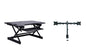 Rocelco 32" Height Adjustable Standing Desk Converter - Sit Stand Computer Workstation Riser - Dual Monitor Retractable Keyboard Tray Gas Spring Assist - Black (R EADRB2)