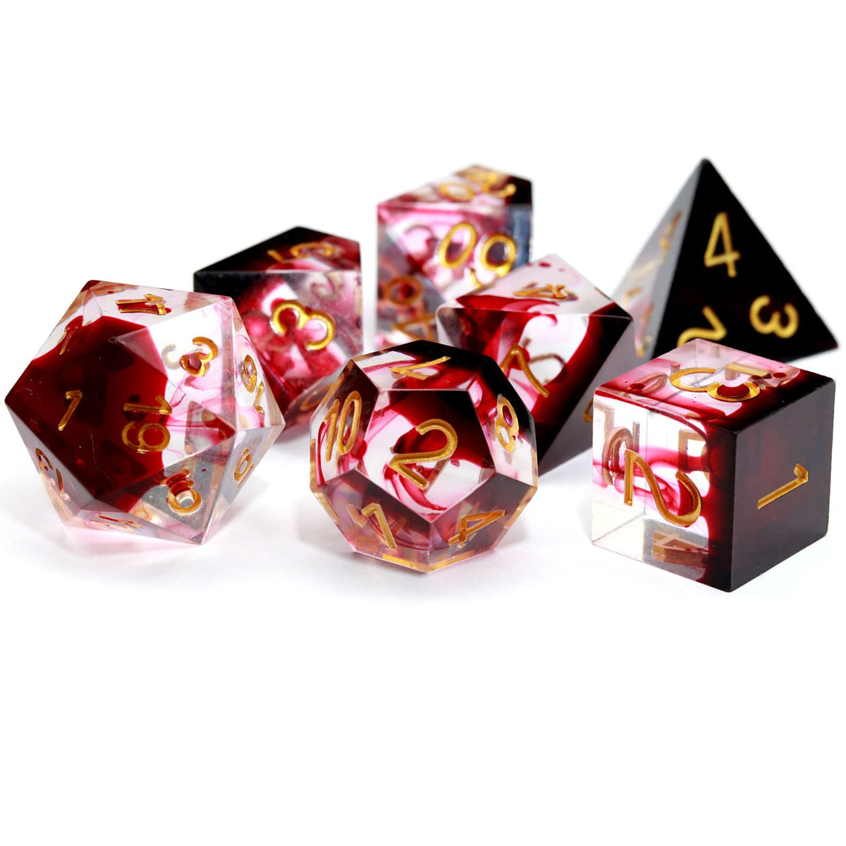 Haxtec Sharp Edge DND Dice Set, Iridescent Resin Polyhedral RPG Dice