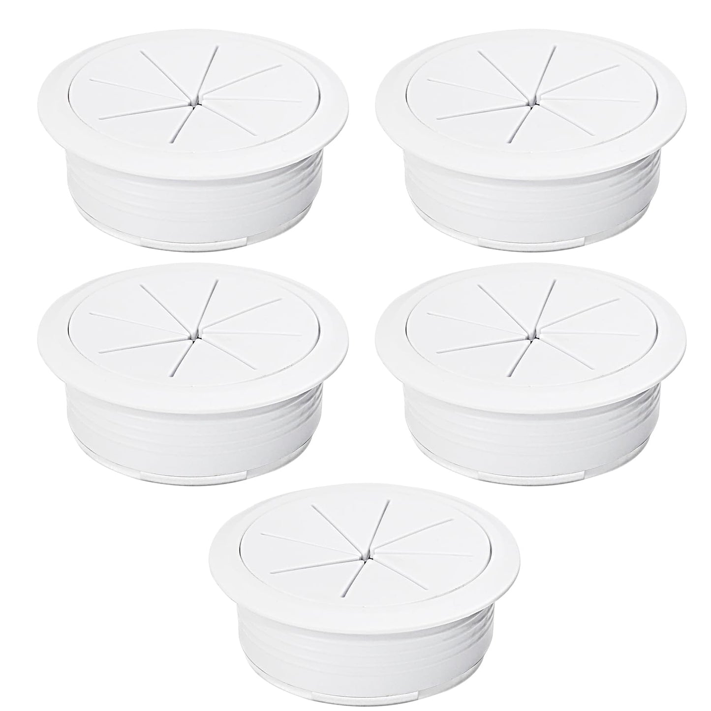 EASYEAH 5 Pcs Desk Grommet 2-1/16" / 53 mm, Desk Hole Cover for Cables White, Cable Grommet ABS Plastic, Desk Hole Grommet for Home & Office Pc, Detachable Cable Cord Organizer