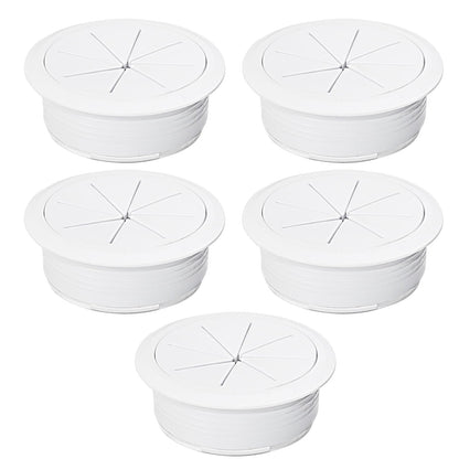 EASYEAH 5 Pcs Desk Grommet 2-1/16" / 53 mm, Desk Hole Cover for Cables White, Cable Grommet ABS Plastic, Desk Hole Grommet for Home & Office Pc, Detachable Cable Cord Organizer
