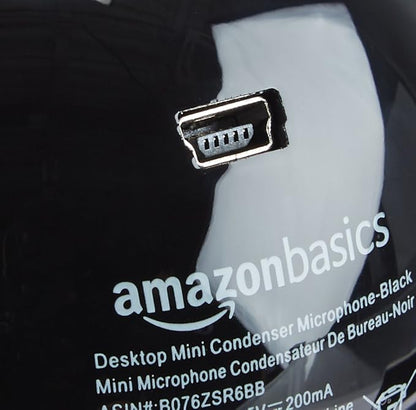 Amazon Basics Mini USB Condenser Microphone for Online Meeting, Gaming, Podcast - Black
