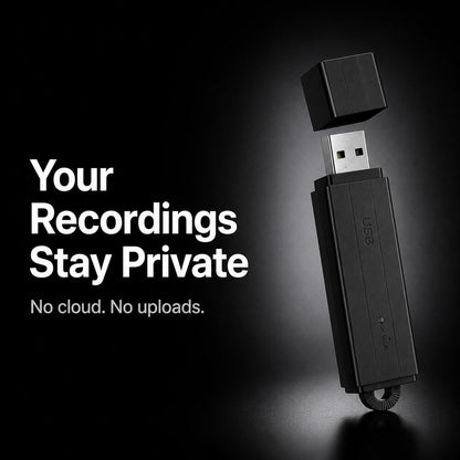 USB Voice Recorder 24 Hours Continuous Recording, 288 Hours Storage Capacity, Easy File Access, Compact for Meetings and Lectures