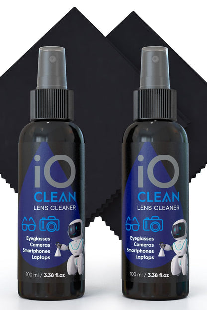 iO CLEAN Eyeglass Cleaner Spray, Glasses Cleaning Kit, 2 Bottles, 2 Cloths