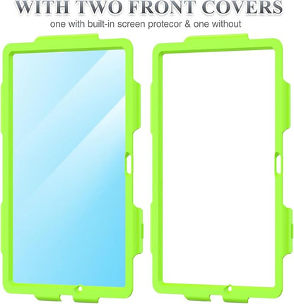 SEYMAC stock Case for Samsung Galaxy Tab A9+ Plus 11'', Full-Body Drop Protection Case with Screen Protector Pencil Holder [360° Rotating Hand Strap] &Stand, Green+Black