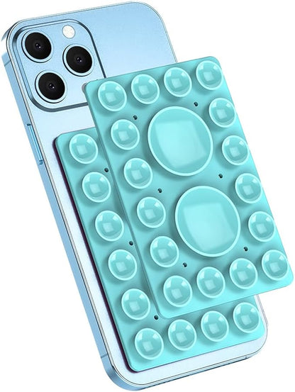 Silicone Suction Phone Holder Mount,Silicon Adhesive Phone Accessory for iPhone and Android, Hands-Free Mirror Shower Phone Holder,TikTok Videos and Selfies (Light Blue, Single Sided)