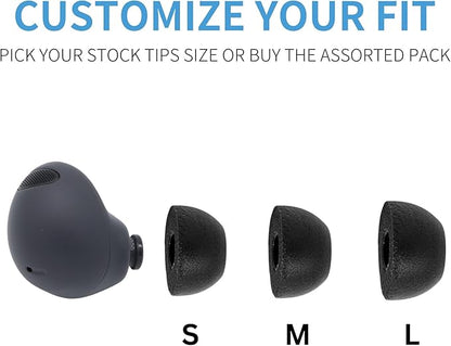 Comply TrueGrip | Premium Memory Foam Replacement Earbud Tips for Samsung Galaxy Buds2 Pro | Enhanced Comfort, Secure Fit, Superior Noise Isolation, Cleaning Tool | Black, Large (3 Pairs)