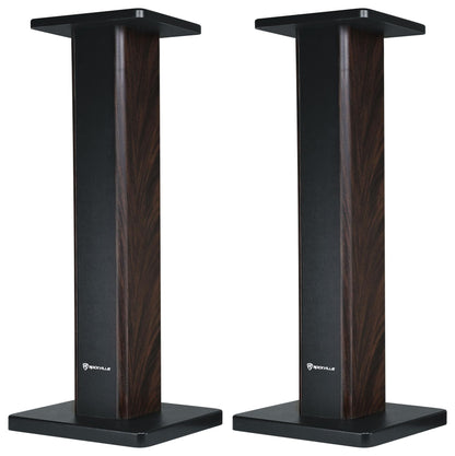 Rockville RHT28D Pair 28" Bookshelf Home Theater Speaker Stands, Dark Wood