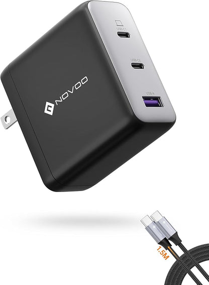 100W USB C Charger, 120W MacBook Pro Charger, 3-Port GaN Fast Charger with PD3.0, PPS, USB C Charger for MacBook pro & MacBook Air, ipad Air, iPhone 15, iPad, Laptops and All USB C Device