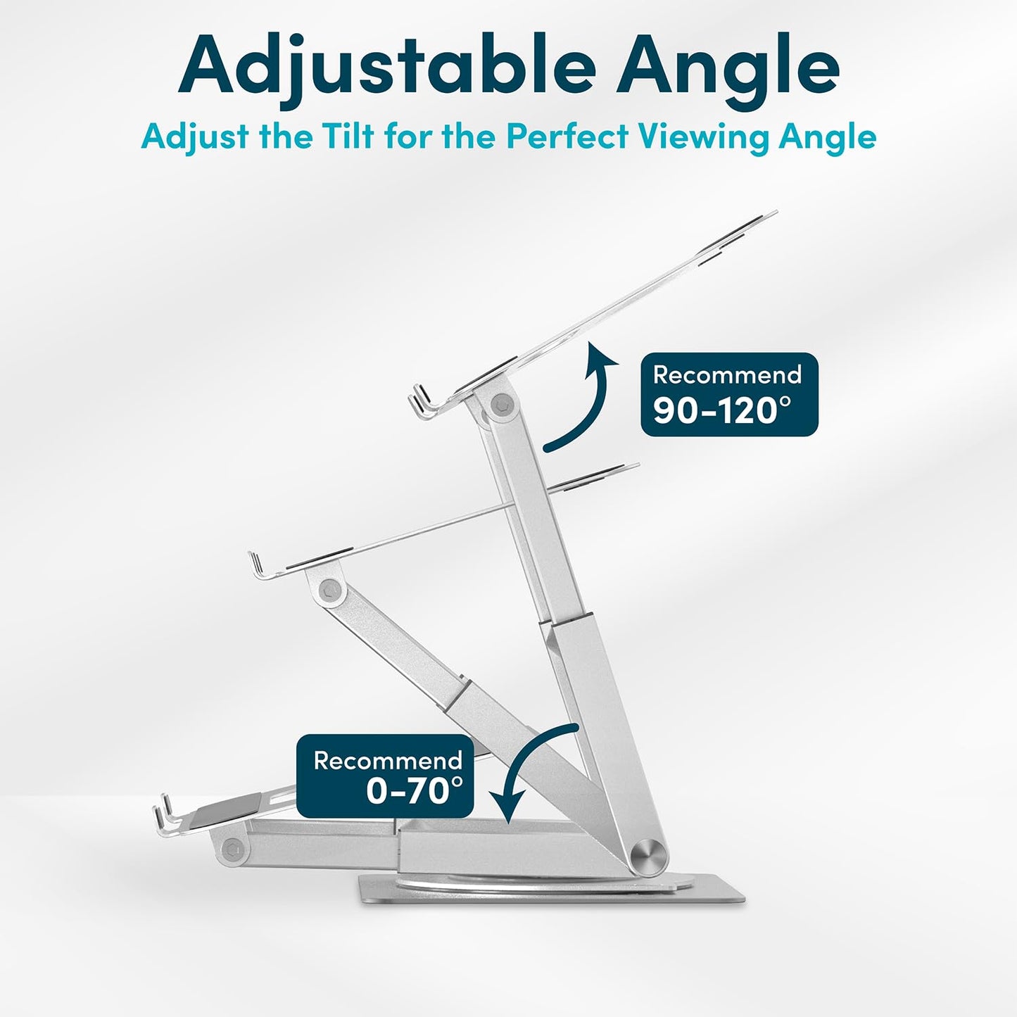 Lifelong 360 Rotating Adjustable Laptop Stand, 16" Tall Riser - Silver