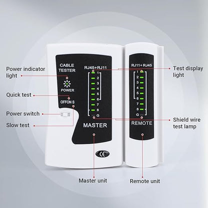 RJ45 Cable Tester Network Cable Tester Ethernet Wire Test Tool for LAN Phone RJ45 RJ11 RJ12 Cat5 Cat5e Cat6 Cat6a Cat7 UTP/Shield Cable