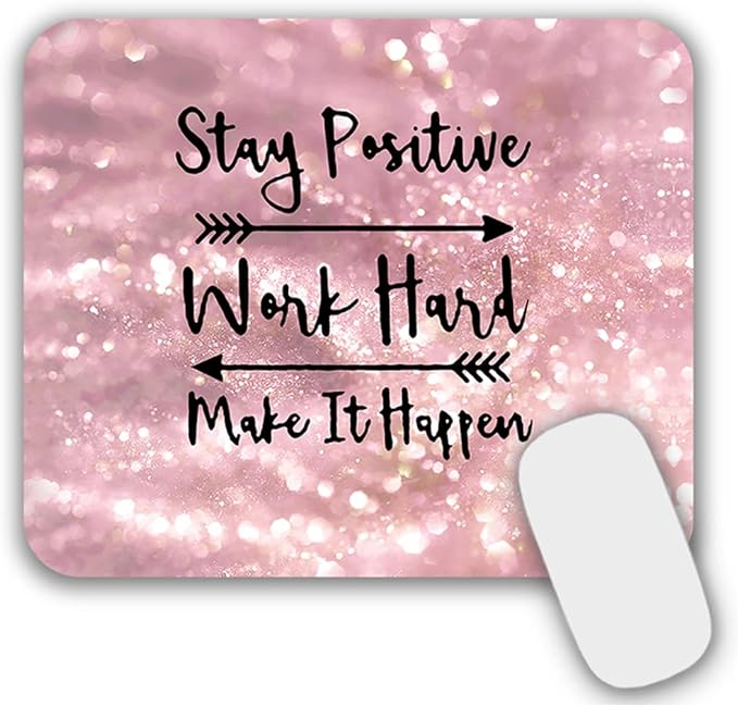 Mouse Pad, Gaming Mouse Pad, Non-Slip Rubber Base Mouse Mat with Designs for Laptop, Computer & Office, 9.5 x 7.9 x 0.12 inches (Pink Letter)