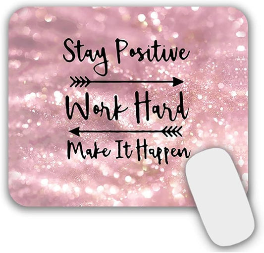 Mouse Pad, Gaming Mouse Pad, Non-Slip Rubber Base Mouse Mat with Designs for Laptop, Computer & Office, 9.5 x 7.9 x 0.12 inches (Pink Letter)