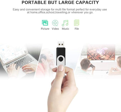 KEXIN 100 Pack 8 GB Flash Drive Bulk USB Flash Drive Thumb Drive Bundle USB Flash Drives Swivel Design Memory Stick USB 2.0 Black