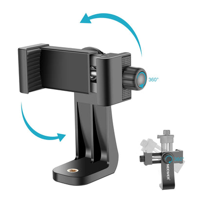NEEWER Smartphone Holder Phone Tripod Mount Compatible with iPhone 16 15 Pro Max Plus 14 13 12 Mini Samsung Galaxy S24 S23 Ultra, Cell Phone Clip Vertical Bracket Adapter for Tripod with 1/4" Screw