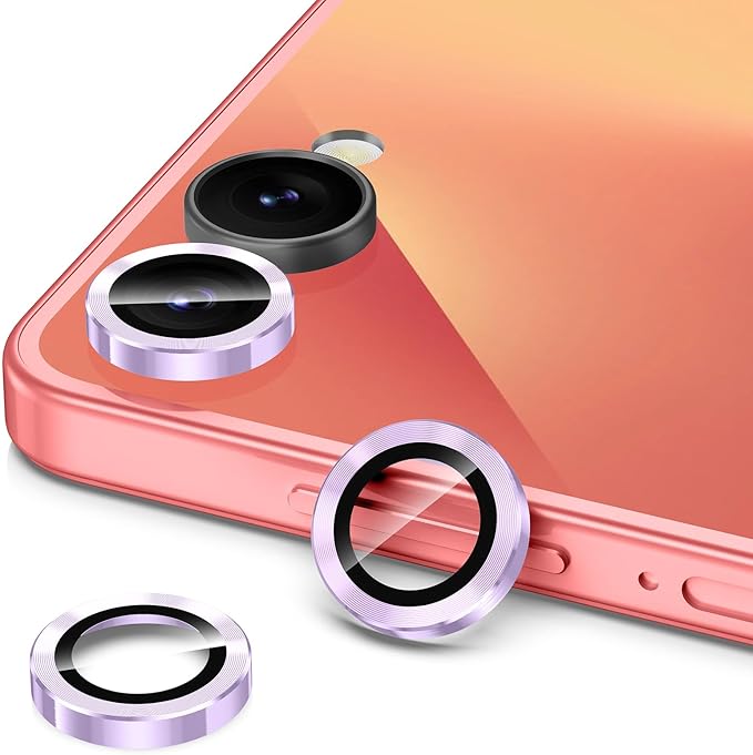 for Samsung Galaxy Z Flip 7 Camera Lens Protector, Individual Metal Ring Tempered Glass Lens Cover, [Strong Adsorption] Scratch Resistant Ultra-Thin HD Clear Lens Cover, 1 Set-Purple