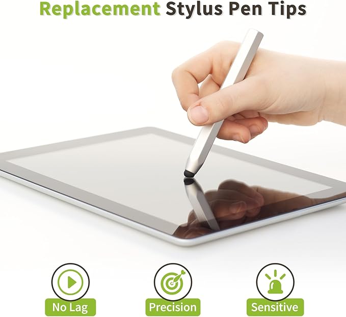 MECCANIXITY 60Pcs Replacement Stylus Pen Tips 5mm Conductive Capacitive Touch Screen Pens Tips Silicone Rubber, Black