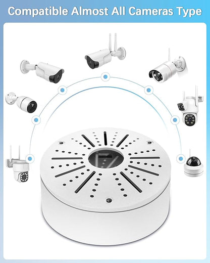 WEILAILIFE 【Compatible Almost All Cameras Type】 Security Camera Junction Box, Universial Camera Junction Box Mount Bracket, Outdoor Security Camera Mount, CCTV Metal Junction Box(4 Pack)