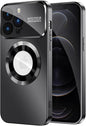 Magnetic for iPhone 12 Pro Max Case, Compatible with MagSafe, Built-in Camera Lens Protector, Logo View, Military Grade Drop Proof Phone Case Cover, Black