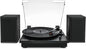 Victrola Montauk Vinyl Record Player, 3-Speed Belt Driven Turntable with Stereo Bluetooth Speaker Pair, RCA Output & 3.5mm Headphone Jack, Removable Dust Cover, Black Wood Finish