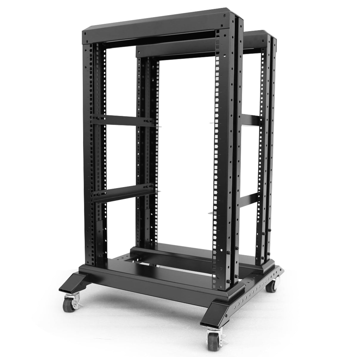 GlobalRack 27U Open Frame Rack on Wheels,Depth 15.75" Mobile IT Cabinet