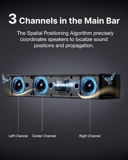 ULTIMEA 7.1 Surround Sound System for TV with Dolby Atmos, 460W Sound Bar for TV with 6.5" Subwoofer, APP Control, 4 Wired Surround Speakers, Home Theater Sound System, Poseidon D80 (2025 Upgrade)