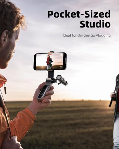 TODI Phone Tripod, Foldable Mini Desk Stand with 360° Phone Holder & Cold Shoe, Pocket Travel Tripod for iPhone, Portable Selfie Stick Handle Grip Compatible with iPhone/Android