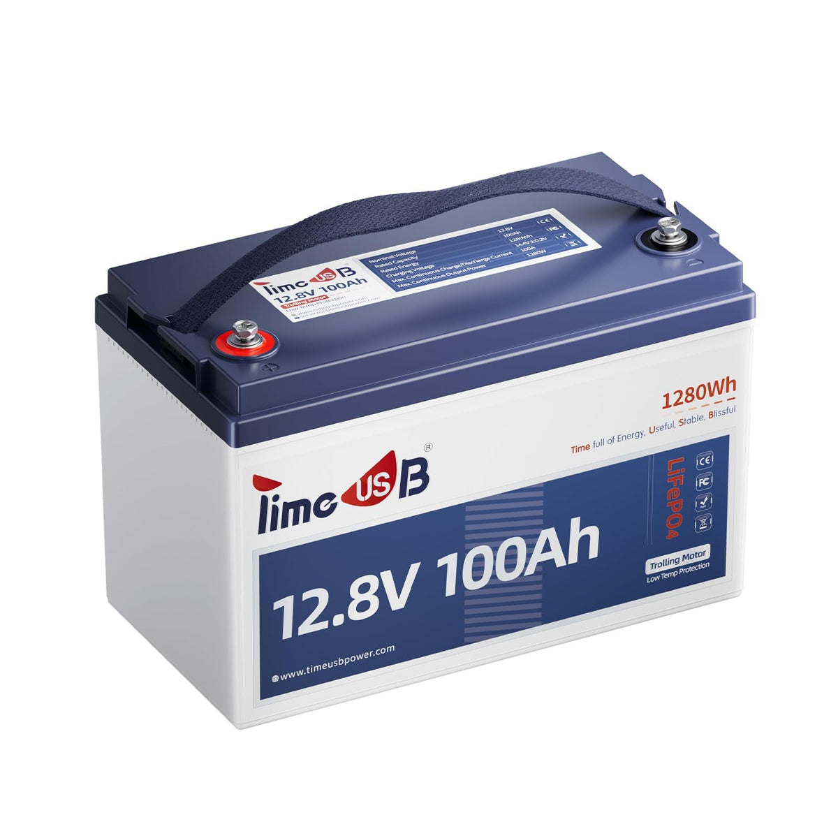 12V 100Ah RV LiFePO4 Battery Group 24, Timeusb 12.8Volt Lithium Battery with 100A BMS, Up to 15000 Deep Cycle Battery for RV Camper, Solar, Trolling Motor, Marine, Travel Trailer, Energy Storage