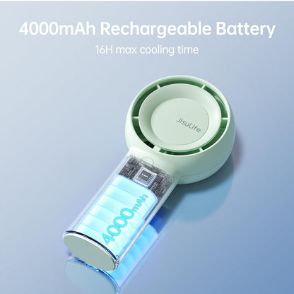 JISULIFE Portable Handheld Turbo Fan Rechargeable 4000mAh 5-Speed (Green)