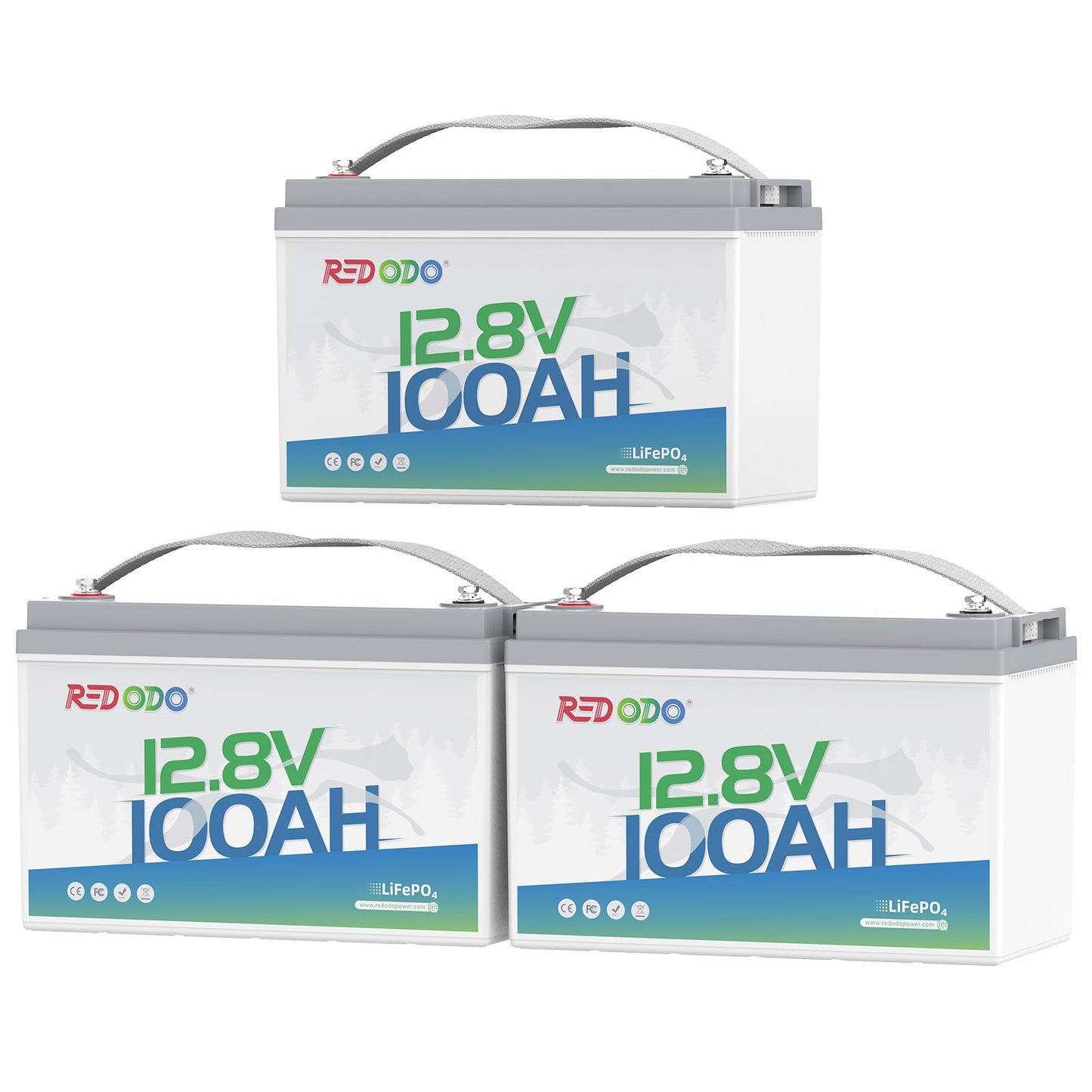 Redodo 3 Pack 12V 100Ah Lithium LiFePO4 Battery, Group 31 Battery Built in 100A BMS, Up to 15000 Cycles, 10 Years Lifetime, Perfect for RV, Off Grid, Solar, Marine, Trolling Motor