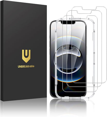 UNBREAKcable 3-Pack Screen Protector for iPhone 16e, Double Shatterproof Tempered Glass [Easy Installation Frame] [9H Hardness] [99.99% HD Clear] [Case Friendly] for iPhone 6.1 inch