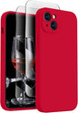 FireNova Designed for iPhone 15 Case, Silicone Upgraded [Camera Protection] Phone Case with [2 Screen Protectors], Soft Anti-Scratch Microfiber Lining Inside, 6.1 inch, Deep Red