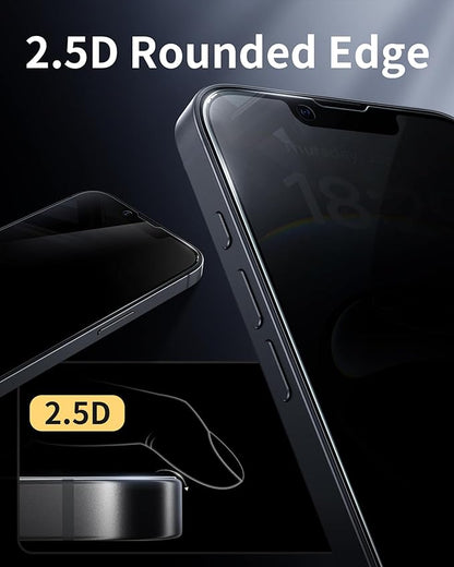 NIMASO for iPhone 16e/13 Pro/13/14 Screen Protector, 2 Pack Privacy Tempered Glass Screen Protector for iPhone 16e, 28°Anti-Spy, Automatic Dust Removal, Instant Installation (6.1 inches)