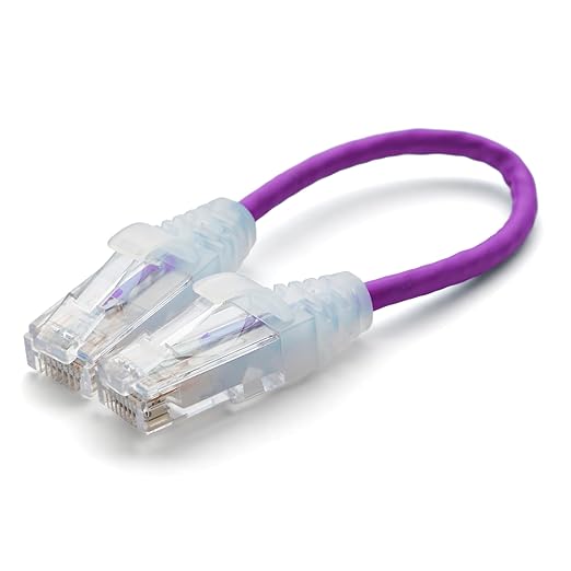 TRUECABLE Cat6 Component Rated Patch Cable, Unshielded (U/UTP), 6in, Purple, 28AWG Stranded Pure Copper, Snagless 10G High-Speed Ethernet Cable, PoE++ 4PPoE 100W, UL Listed, RoHS-3, 1 Pack