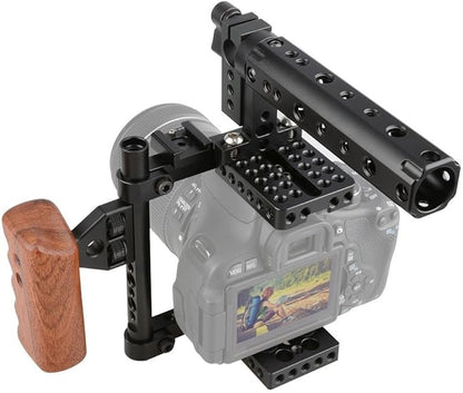 CAMVATE DSLR Camera Cage Top Handle Wood Grip Compatible for Sony Panasonnic - 1175