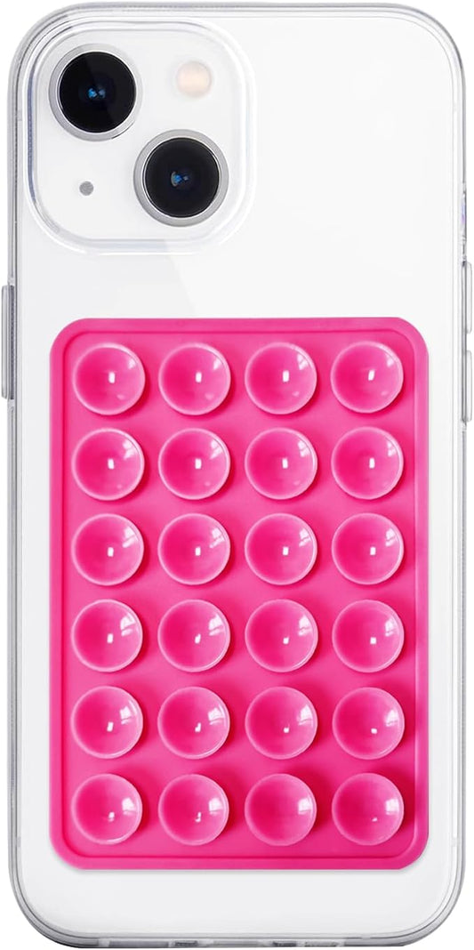 Anteel Silicone Suction Phone Case Mount, Non Slip Sticky Phone Grip for Cellphone, Silicon Adhesive Suction Cup Phone Mount, Strong Grip Holder for Selfies and Videos (Rose)