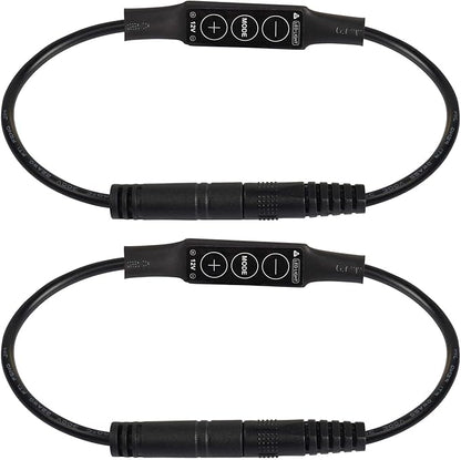 PNGKNYOCN DC 12V LED Strip Lights Dimmer DC 5.5 * 2.1mm Male to Female Mini Single Color LED Dimming Controller(2-Pack)